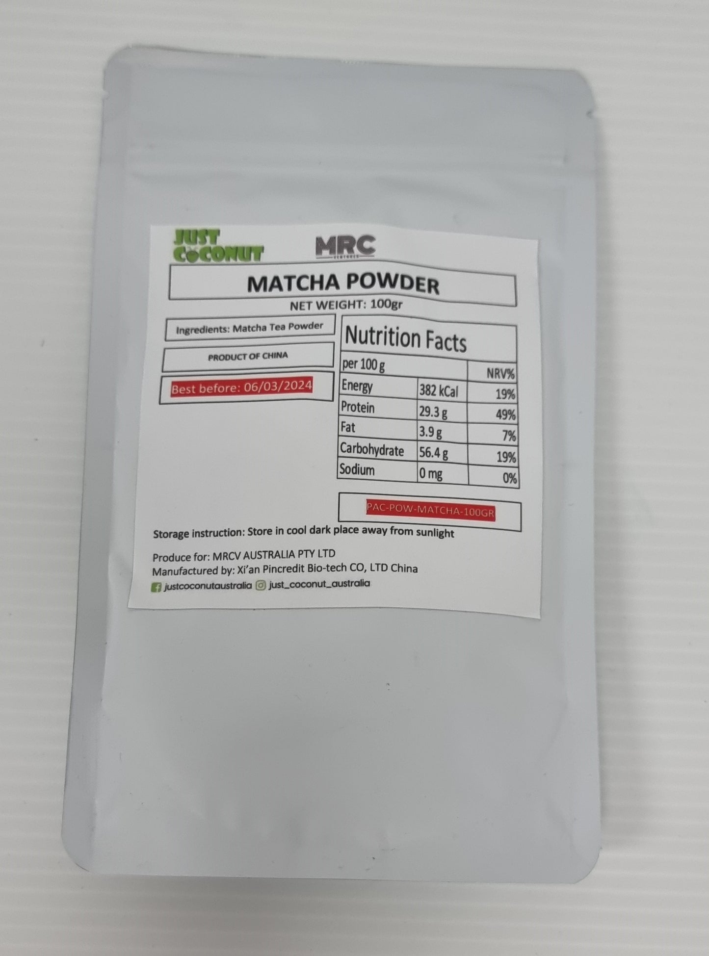 PACKET MATCHA POWDER 100GR PER PACKET